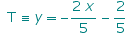  T ≡ y -(2 x)/5 - 2/5